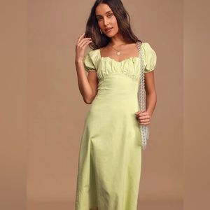 Lulu’s Dream of Love Sage Green MIDI Dress Small